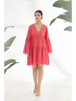 Nikasha - Fuchsia Self Design Tier Dress