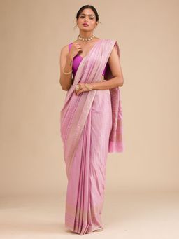 Koskii - Lavender Zariwork Georgette Saree with Unstitched Blouse
