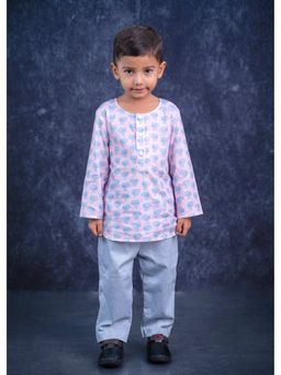 Mini Maana - Pranay Lavender Cotton Animal Printed Kurta with Pant