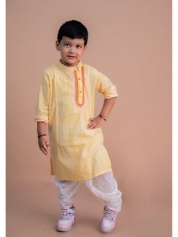 Mini Maana - Yug Yellow Cotton Hand Embroidered Kurta with Pant