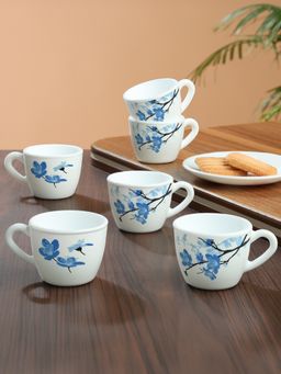 Larah by Borosil - 6Pc 90Ml Mimosa Opalware Tea-Coffee Set