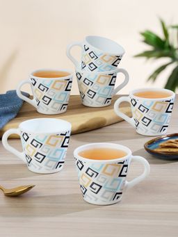 Larah by Borosil - 6Pc 110Ml Novelty Ember Opalware Tea-Coffee Mug Set