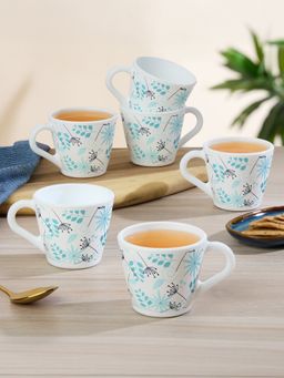 Larah by Borosil - 6Pc 110Ml Novelty Stardust Opalware Tea-Coffee Mug Set