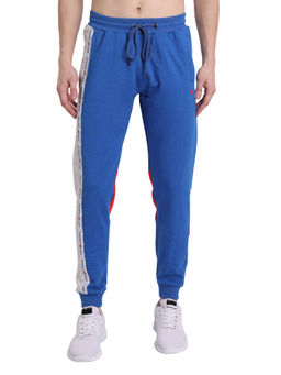 AM SWAN - Premium Cotton Colorblock Joggers In Blue