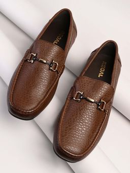 REGAL - Brown Mens Textured Leather Buckled Loafers