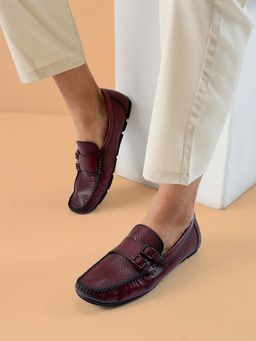 REGAL - Bordo Mens Stylish Textured Leather Double Monks Loafers