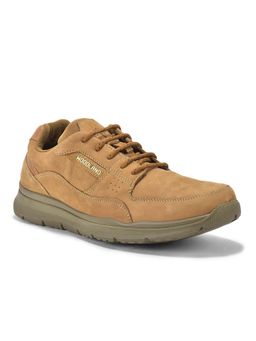 WOODLAND - Men Embossed Camel Lace-Up Sneakers