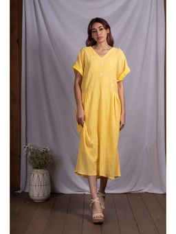 Silai Studio - Sunshine Jasmine Midi Dress With Inner (Set of 2)