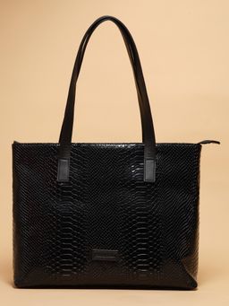 ERIDANI - Women Black Faux Leather Tote Bag