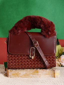 ZEVORA - Women Brown Pu Handbag with Detachable Strap