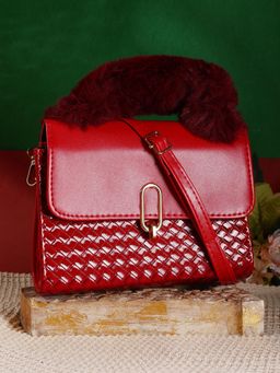 ZEVORA - Women Red Pu Handbag with Detachable Strap