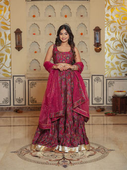 SAJILO - Madhubala Chanderi Blouse with Lehenga and Dupatta (Set of 3)