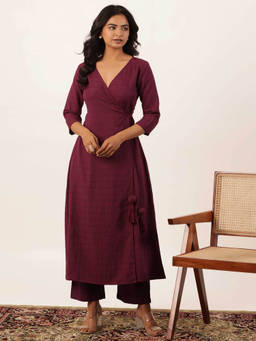 SAJILO - Winkle Angarkha Kurta and Pant (Set of 2)