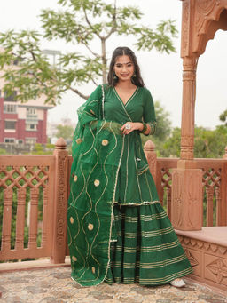 SAJILO - Mayra Cotton Kurti with Sharara and Dupatta (Set of 3)