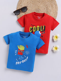Hopscotch - Boys Blue and Red Graphic Print T-shirt - Pack of 2