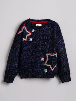 Hopscotch - Sequin Embellished Star Full-Sleeve Sweater
