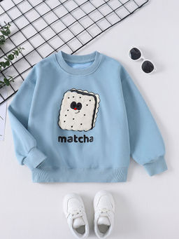 Hopscotch - Boys Blue Text Print Full-Sleeve Sweatshirt with Applique