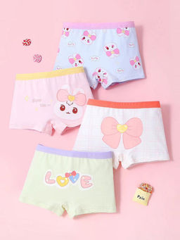 Hopscotch - Girls Multi Coloured Graphic Printed Underwears - Pack of 4