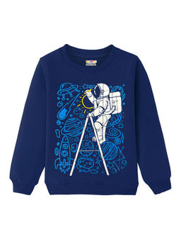 Hopscotch - Boys Navy Astronaut Print Full-Sleeve Sweatshirt