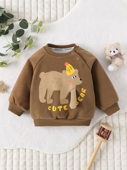 Hopscotch - Boys Brown Bear Graphic Full-Sleeve Sweatshirt