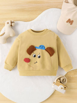 Hopscotch - Boys Beige Graphic Full-Sleeve Sweatshirt
