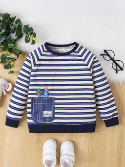 Hopscotch - Stripe Print Raglan Sleeve Sweatshirt