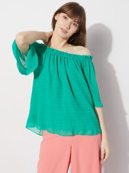 VERO MODA - Women Solid Casual Wear Green Top