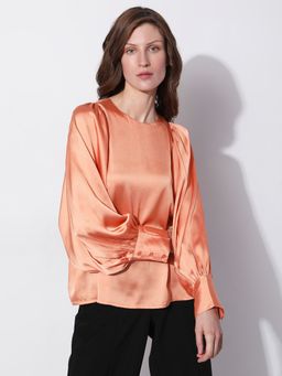 VERO MODA - Women Solid Casual Wear Orange Top