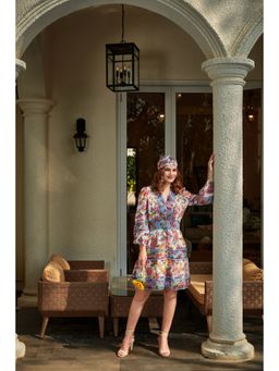 BOHO-CHIC By Sukriti Jain - Mix Print Multi-color Pastel Hues Mixed Print Dress