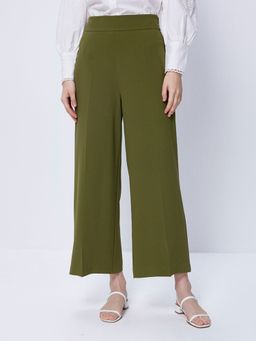 Cover Story - Olive Solid Wide Culottes