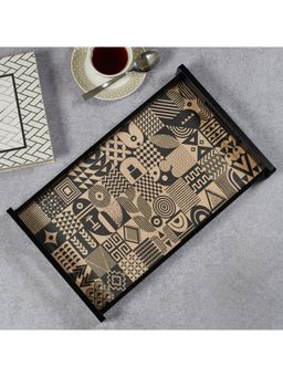 HomeTown - Print Modern Black Engineered Wood Tray Medium in Multi-Color