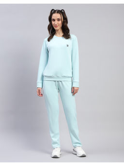 Rock.it - Womens Solid Blue Round Neck Full Sleeve Tracksuit (Set of 2)