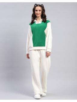 Rock.it - Womens Colorblock White Collared Neck Full Sleeve Tracksuit (Set of 2)