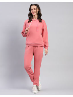 Rock.it - Womens Solid Peach Hooded Neck Full Sleeve Tracksuit (Set of 2)