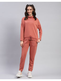 Rock.it - Womens Solid Rust Turtle Neck Full Sleeve Tracksuit (Set of 2)