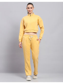 Rock.it - Womens Solid Yellow Mock Neck Full Sleeve Tracksuit (Set of 2)