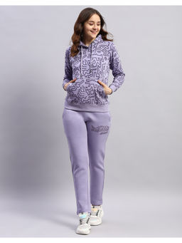 Rock.it - Womens Lavender Printed Hooded Neck Full Sleeve Tracksuit (Set of 2)