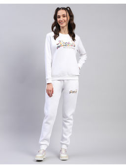 Rock.it - Womens Typography White Round Neck Full Sleeve Tracksuit (Set of 2)