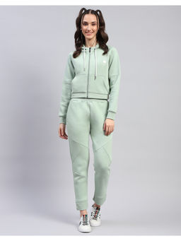 Rock.it - Womens Solid Green Hooded Neck Full Sleeve Tracksuit (Set of 2)