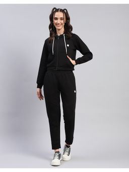 Rock.it - Womens Solid Black Hooded Neck Full Sleeve Tracksuit (Set of 2)