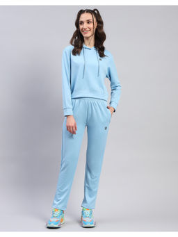 Rock.it - Womens Solid Blue Hooded Neck Full Sleeve Tracksuit (Set of 2)