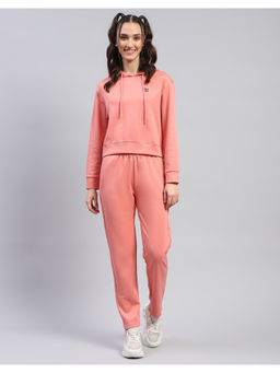 Rock.it - Womens Solid Peach Hooded Neck Full Sleeve Tracksuit (Set of 2)