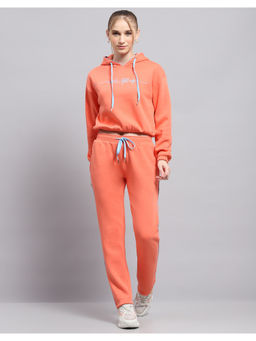 Monte Carlo - Womens Solid Orange Hooded Neck Full Sleeve Tracksuit (Set of 2)