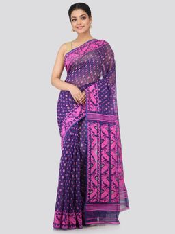 PinkLoom - Women's Soft Cotton Jamdani Saree Without Blouse Piece
