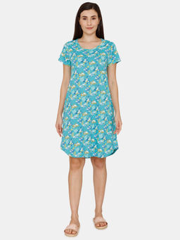 Zivame - Tom & Jerry Colour Block Knit Cotton Knee Length Nightdress - Ceramic