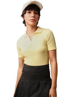 ONLY - Cropped Ribbed Polo T shirt