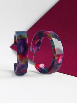 Accessorize London - Women's purple 90S Flashback Resin Hoop Earring