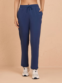Nykd by Nykaa - Ultimate Comfort Cotton Travel Pants in Relaxed Fit with Spill Safe Zip Pockets NYAT502 Blue