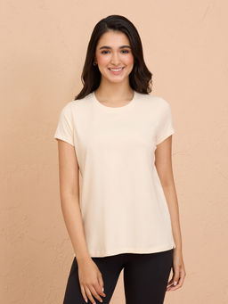 Nykd by Nykaa - Super Comfy Cotton Stretch Classic Solid T-Shirt-NYLE216-Off White