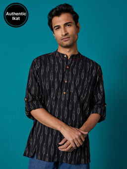 Likha - Ikat Black Cotton Yarn Dyed Full Sleeve Shirt LIKMW22